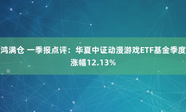鸿满仓 一季报点评：华夏中证动漫游戏ETF基金季度涨幅12.13%